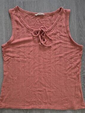 Love Wins Coral Peach Front Tie Tank Top Size S